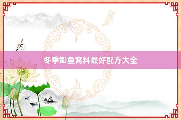 冬季鲫鱼窝料最好配方大全